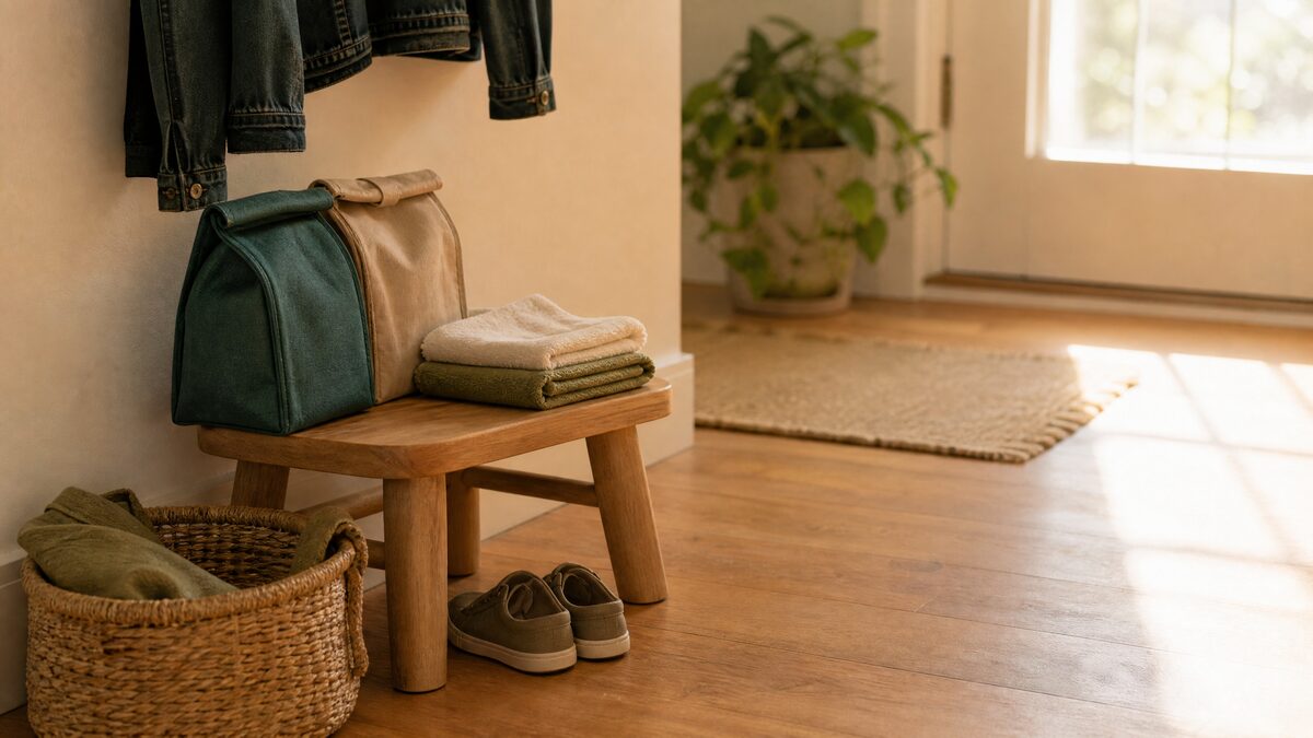 Carefully prepared household items beside a child-sized stool, representing the responsibility some children take on in an unstable home